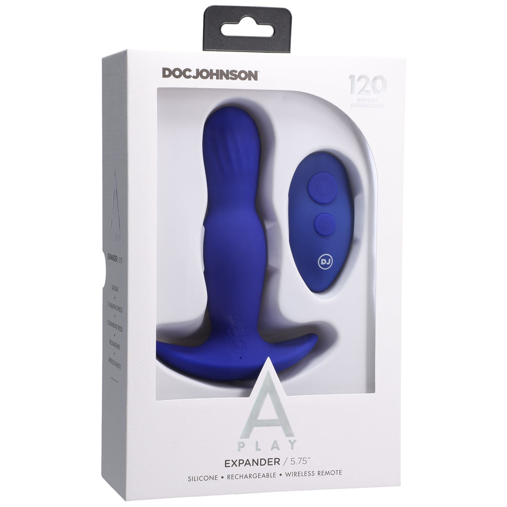 A-Play EXPANDER Rechargeable Silicone Anal Plug with Remote Blue - Fantasies Boutique