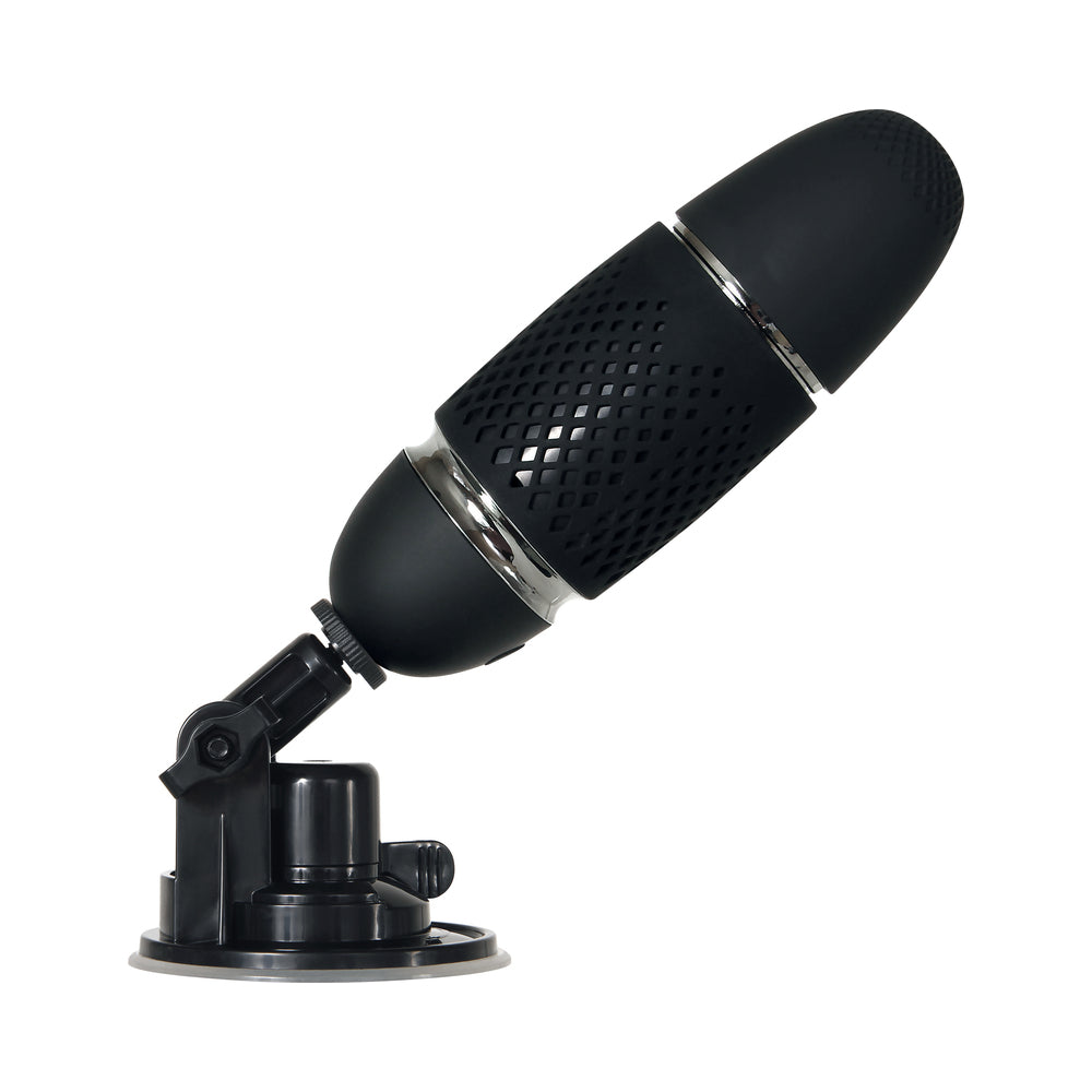 Evolved Thrust & Go Thrusting Vibrator With 2 Shafts and Suction Cup Base Black - Fantasies Boutique