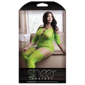 Fantasy Lingerie Sheer Stargazing Cold Shoulder Gartered Bodystocking Neon Green Queen Size - Fantasies Boutique
