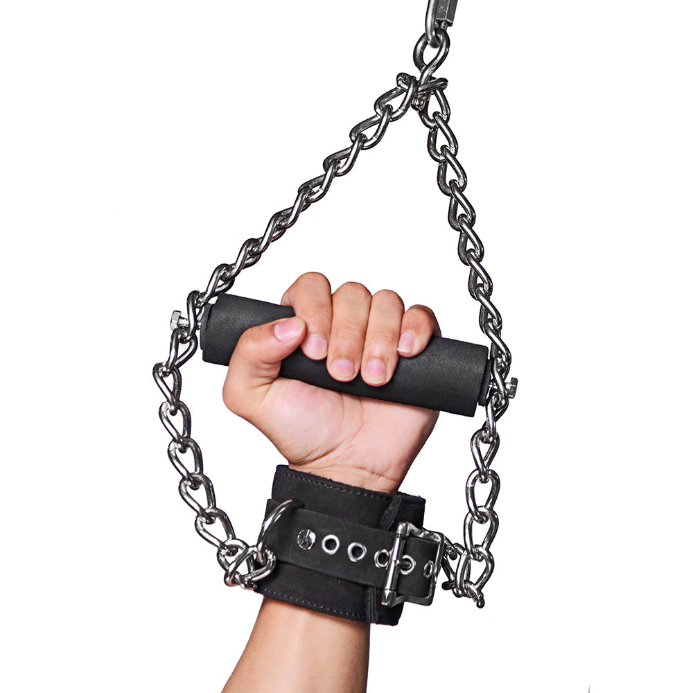 Strict Leather Fur Lined Nubuck Suspension Cuffs with Grip