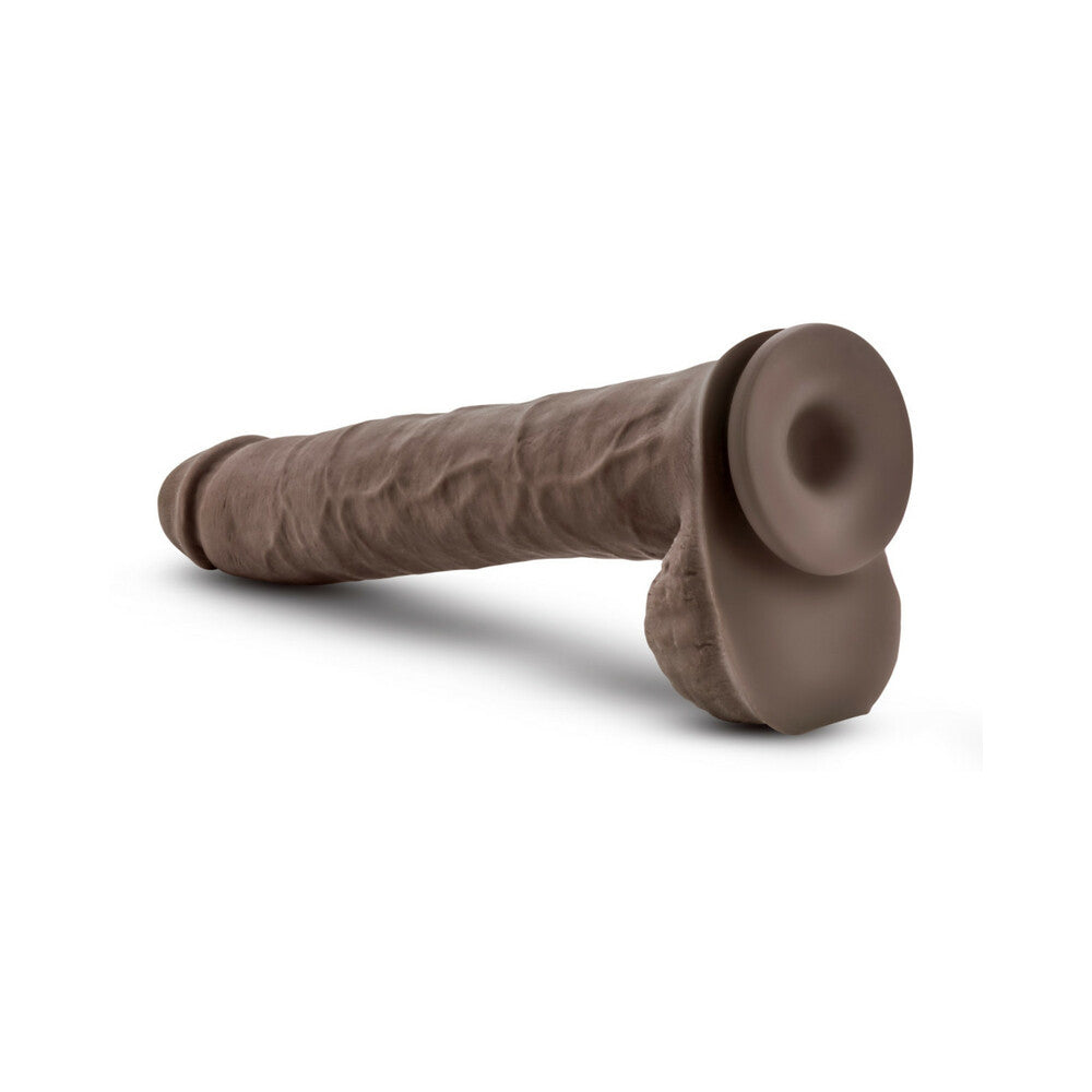 Au Naturel Daddy 14 in. Posable Dual Density Dildo with Balls Brown - Fantasies Boutique