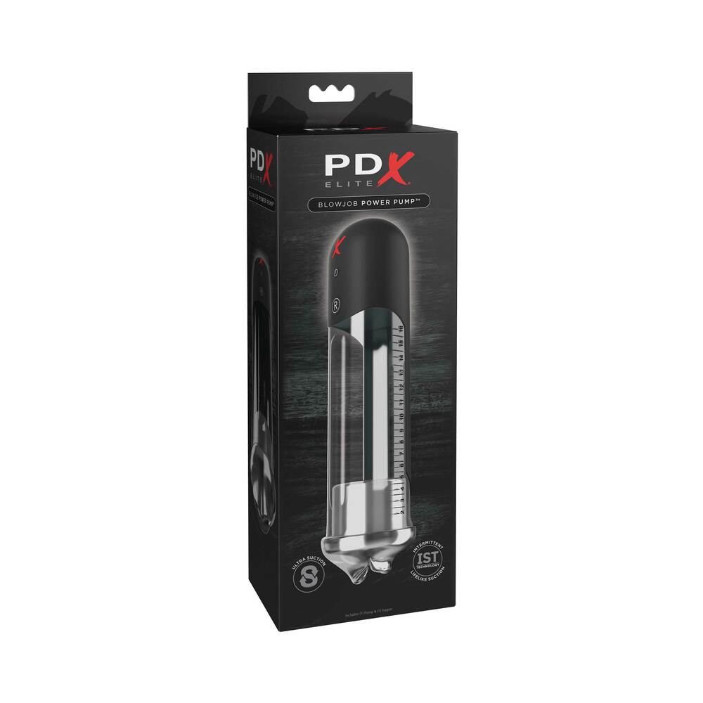 PDX Elite Blowjob Power Pump Automated Suction Clear/Black - Fantasies Boutique