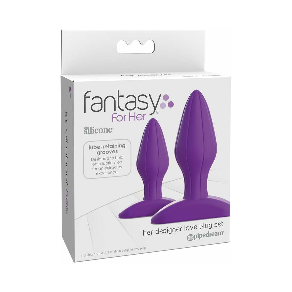 Fantasy For Her 2-Piece Silicone Her Designer Love Plug Set Purple - Fantasies Boutique