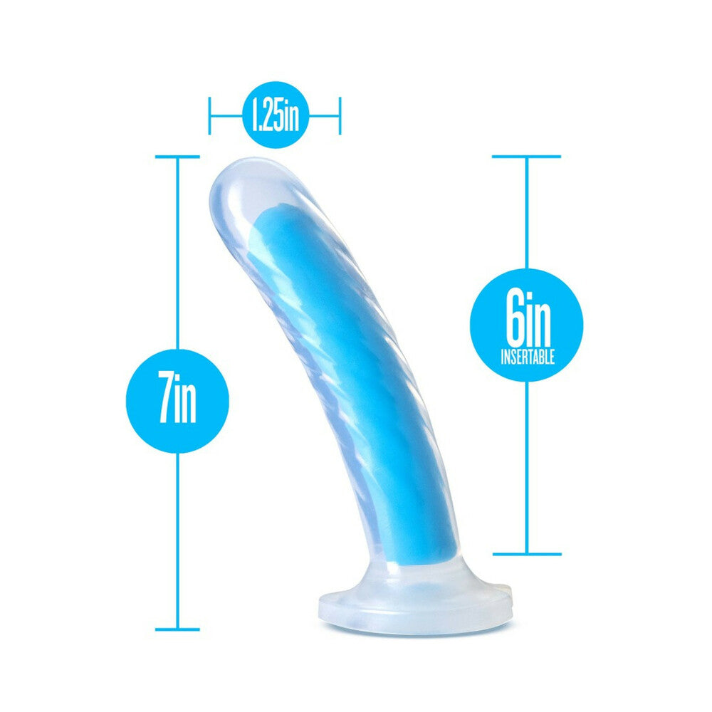 Neo Elite Glow in the Dark Tao 7 in. Dual-Density Dildo Neon Blue - Fantasies Boutique