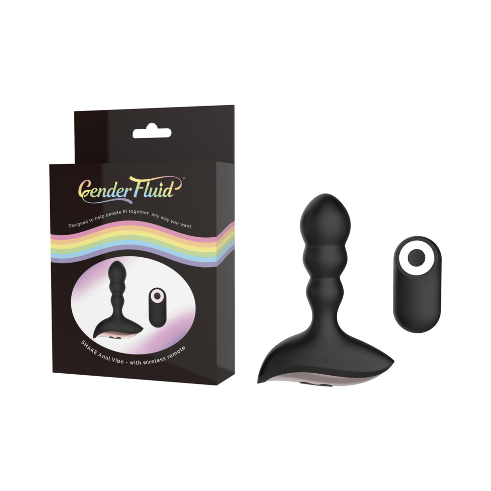 Gender Fluid Shake Rechargeable Remote-Controlled Silicone Anal Vibrator Black - Fantasies Boutique