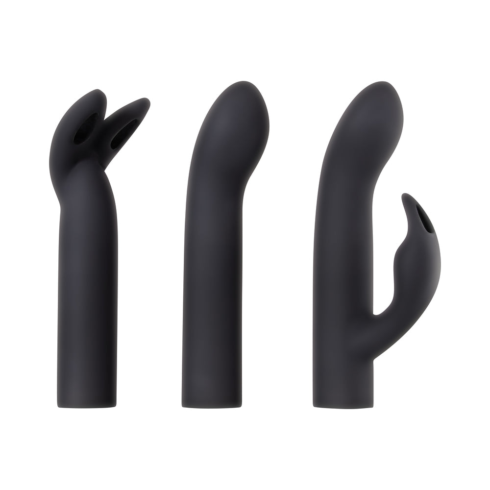 Evolved Four Play Rechargeable Silicone Bullet Vibrator and 3-Piece Sleeve Set Black - Fantasies Boutique
