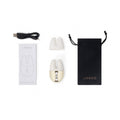 Le Wand Chrome Double Vibe Rechargeable Silicone Mini Vibrator White/Gold - Fantasies Boutique
