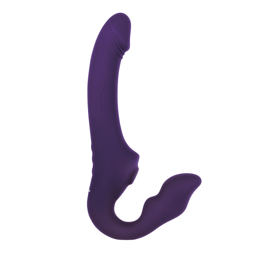Evolved 2 Become 1 Rechargeable Remote-Controlled Silicone Strapless Strap-On With Suction Purple - Fantasies Boutique