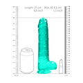 RealRock Crystal Clear Realistic 9 in. Dildo With Balls and Suction Cup Turquoise