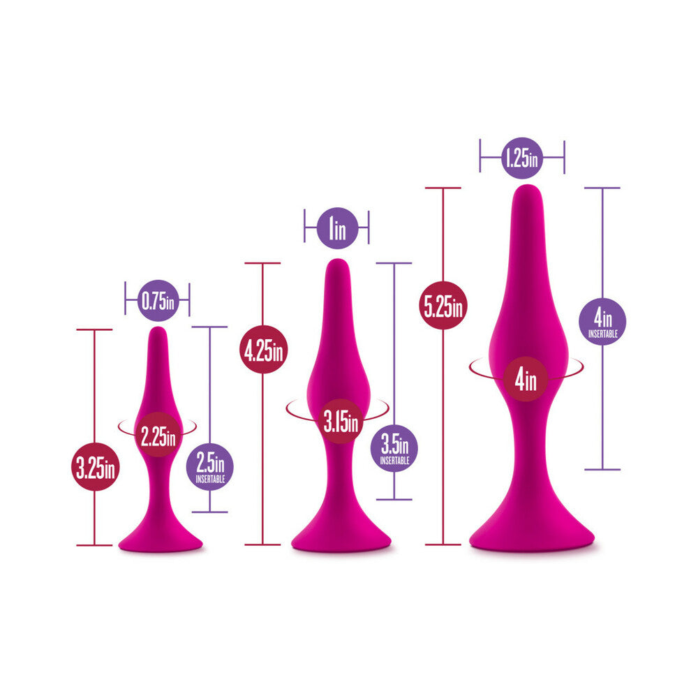 Blush Luxe 3-Piece Silicone Beginner Plug Kit Pink - Fantasies Boutique