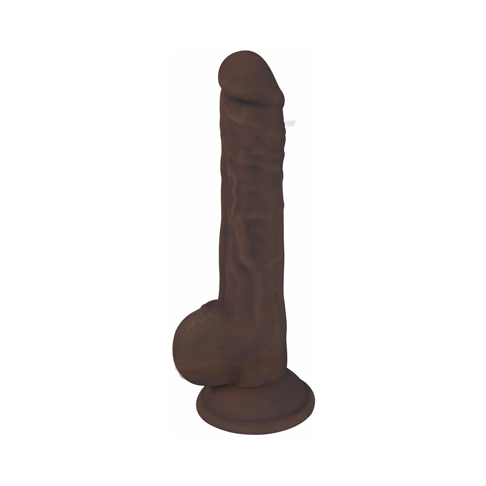 Curve Toys FLESHSTIXXX 9 in. Posable Dual Density Silicone Dildo with Balls & Suction Cup Brown - Fantasies Boutique