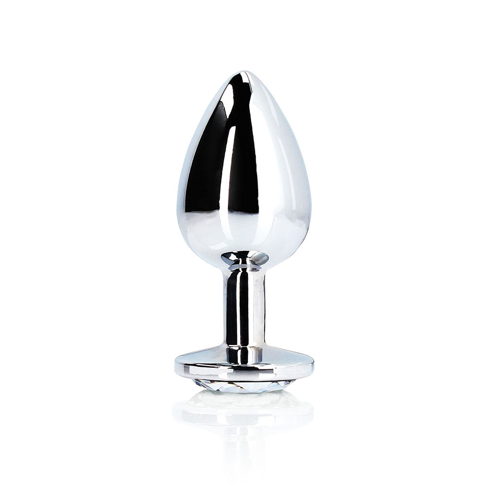 Ouch! Round Gem Butt Plug Small Silver/Diamond - Fantasies Boutique