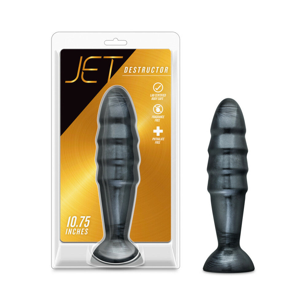 Blush Jet Destructor 10.75 in. Anal Plug Carbon Metallic Black - Fantasies Boutique