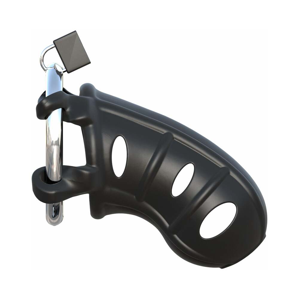 Fantasy C-Ringz Hardcore Silicone Cock Blocker Locking Chastity Cage Black - Fantasies Boutique