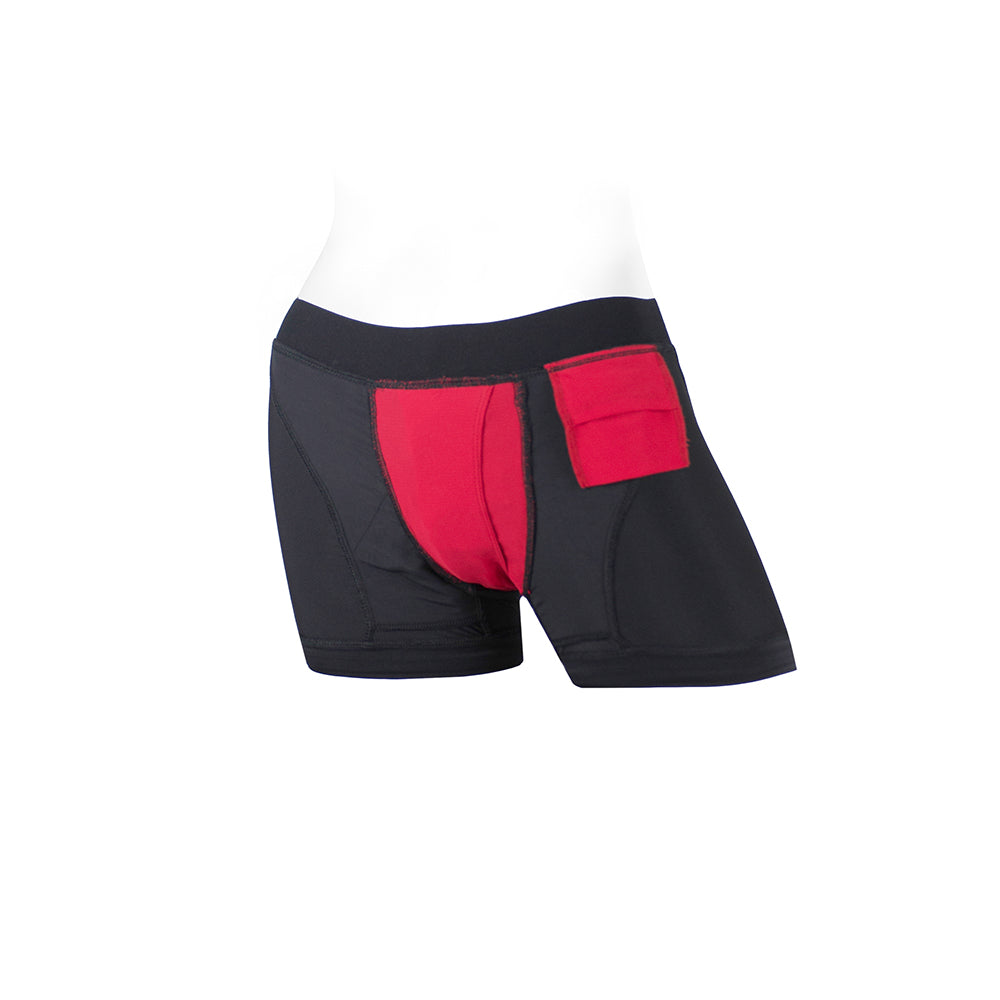 SpareParts Tomboii Nylon Boxer Briefs Harness Black/Red Size XS - Fantasies Boutique