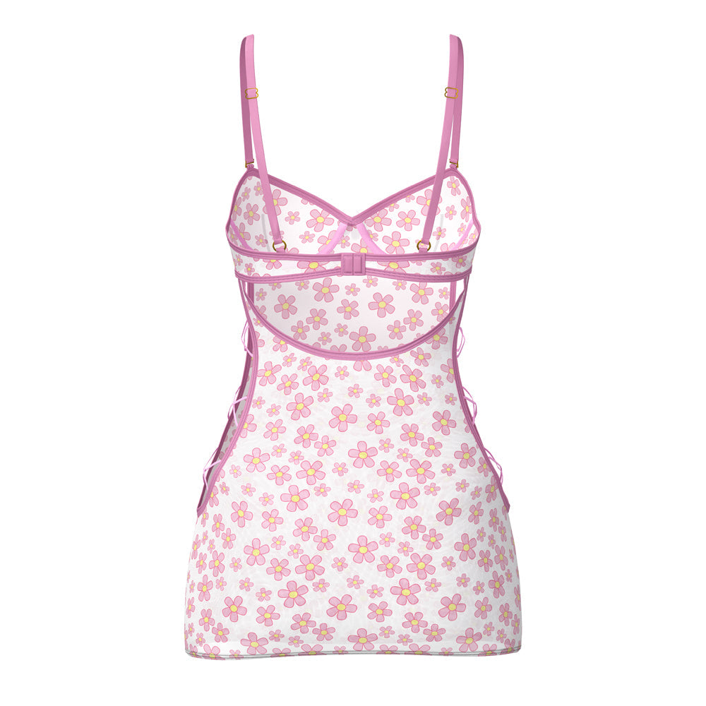 Magic Silk Daisy Dress & Tanga Set Daisy Print S/M