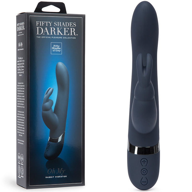 Fifty Shades Darker Oh My Rechargeable Silicone Rabbit Vibrator Slate Blue - Fantasies Boutique