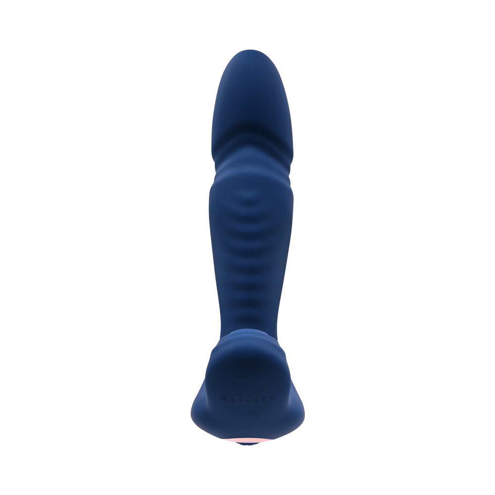 Gender X True Blue Rechargeable Thrusting Silicone Vibrator Blue - Fantasies Boutique