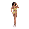 Magic Silk Love Star Halter Crop Bra & Cheeky Panty Set Neon Chartreuse L/XL - Fantasies Boutique