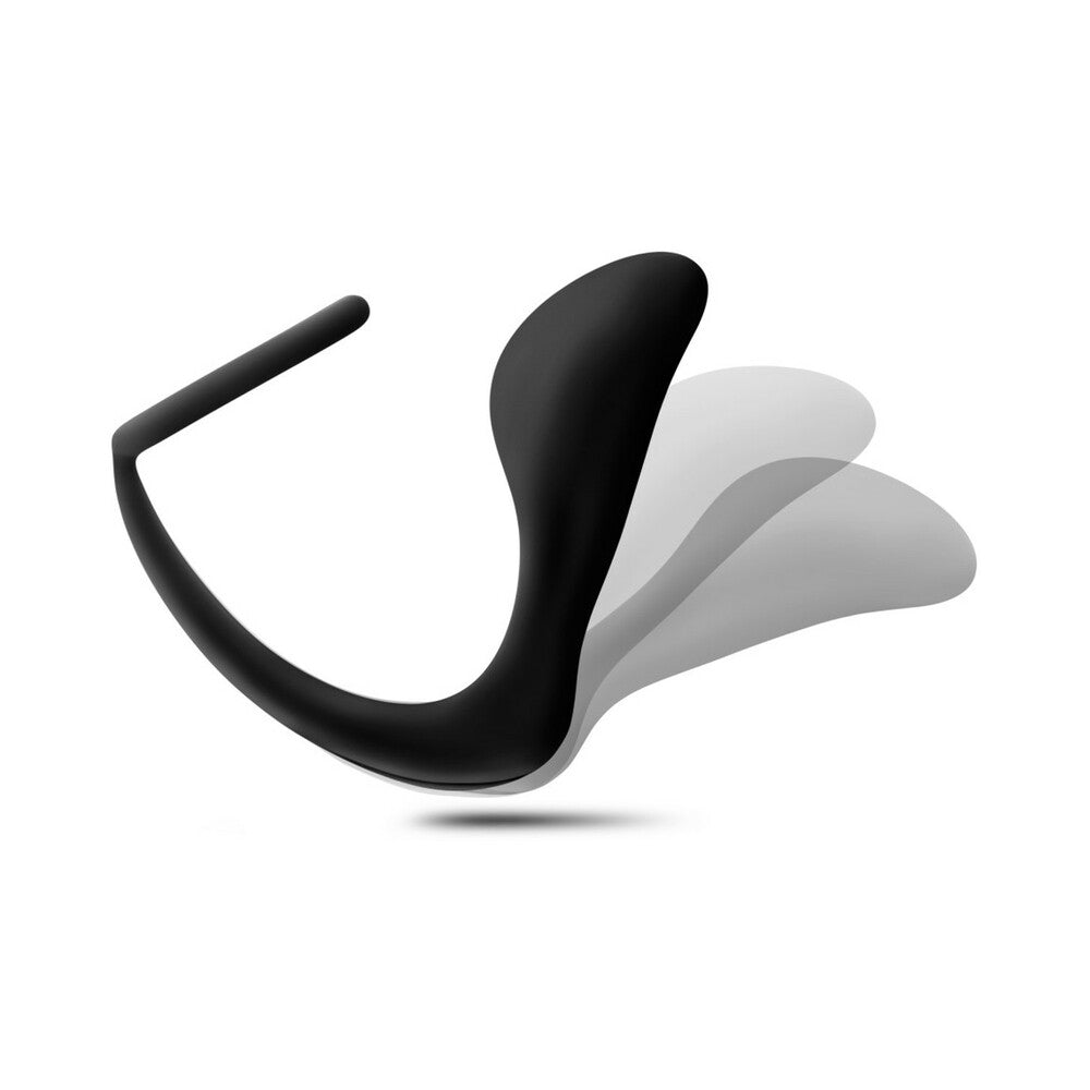 Blush Anal Adventures Platinum Silicone Cock Ring Plug Black - Fantasies Boutique