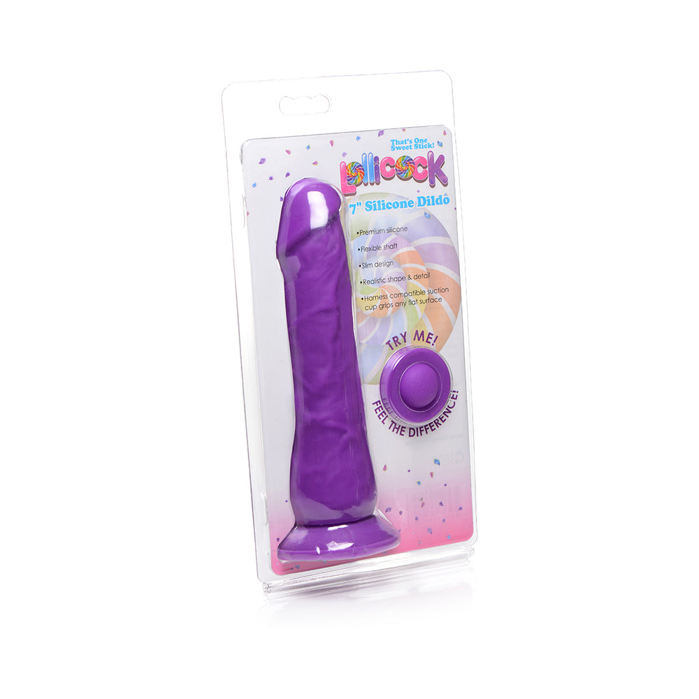 Curve Toys Lollicock 7 in. Silicone Dildo with Suction Cup Grape - Fantasies Boutique