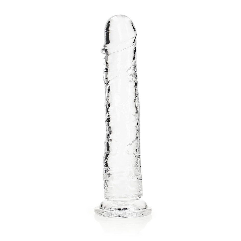 RealRock Crystal Clear Straight 11 in. Dildo Without Balls Clear - Fantasies Boutique