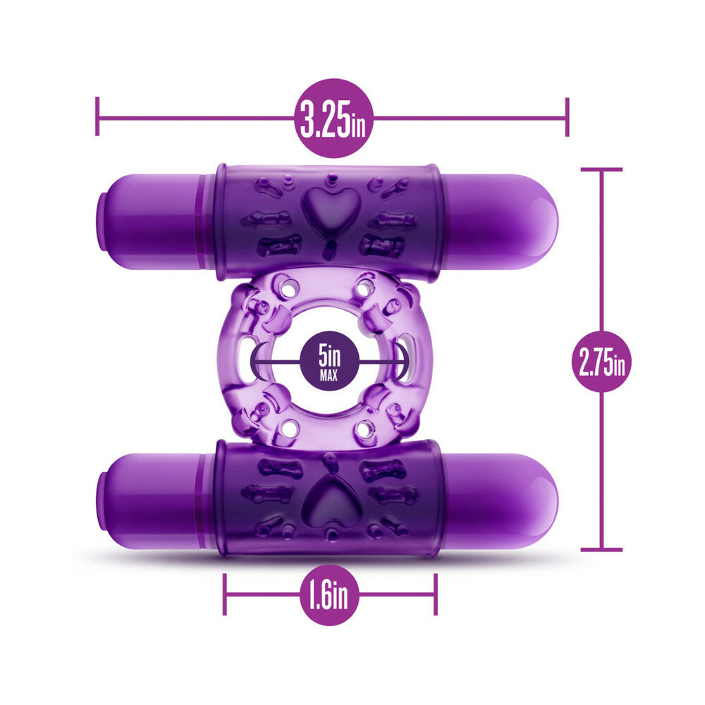 Play with Me Double Play Dual Vibrating Cockring Purple - Fantasies Boutique