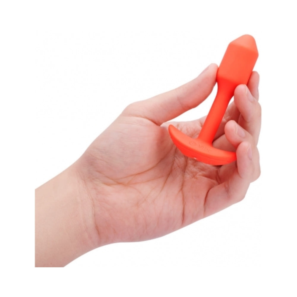 b-Vibe Vibrating Snug Plug 1 Rechargeable Weighted Silicone Anal Plug Orange - Fantasies Boutique