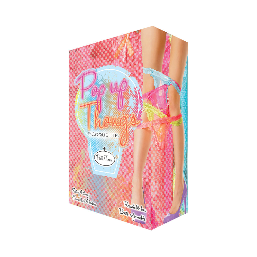 Coquette Pop Up Thong 12-Piece Display Assorted Colors O/S - Fantasies Boutique