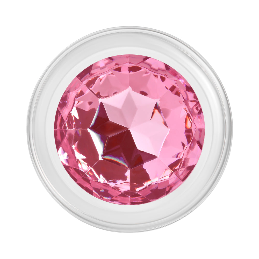 Adam & Eve Glass Anal Plug With Pink Gemstone Base Large - Fantasies Boutique