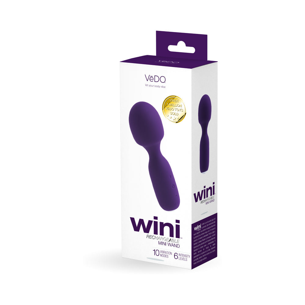 Vedo Wini Rechargeable Mini Wand Deep Purple - Fantasies Boutique
