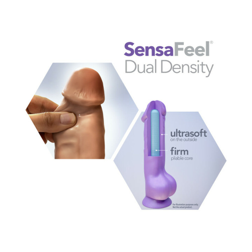 Au Naturel Daddy 14 in. Posable Dual Density Dildo with Balls Tan - Fantasies Boutique