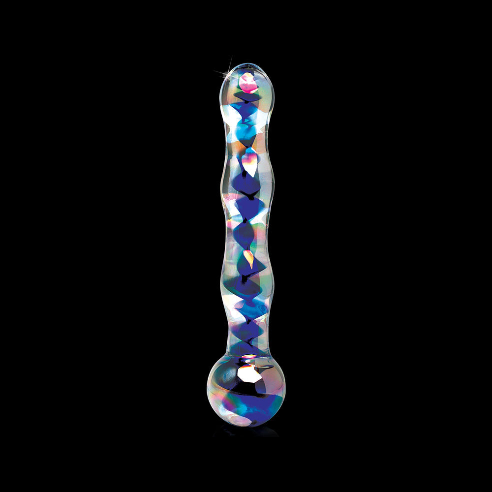 Icicles No. 8 Wavy 7 in. Glass Dildo Blue/Clear - Fantasies Boutique
