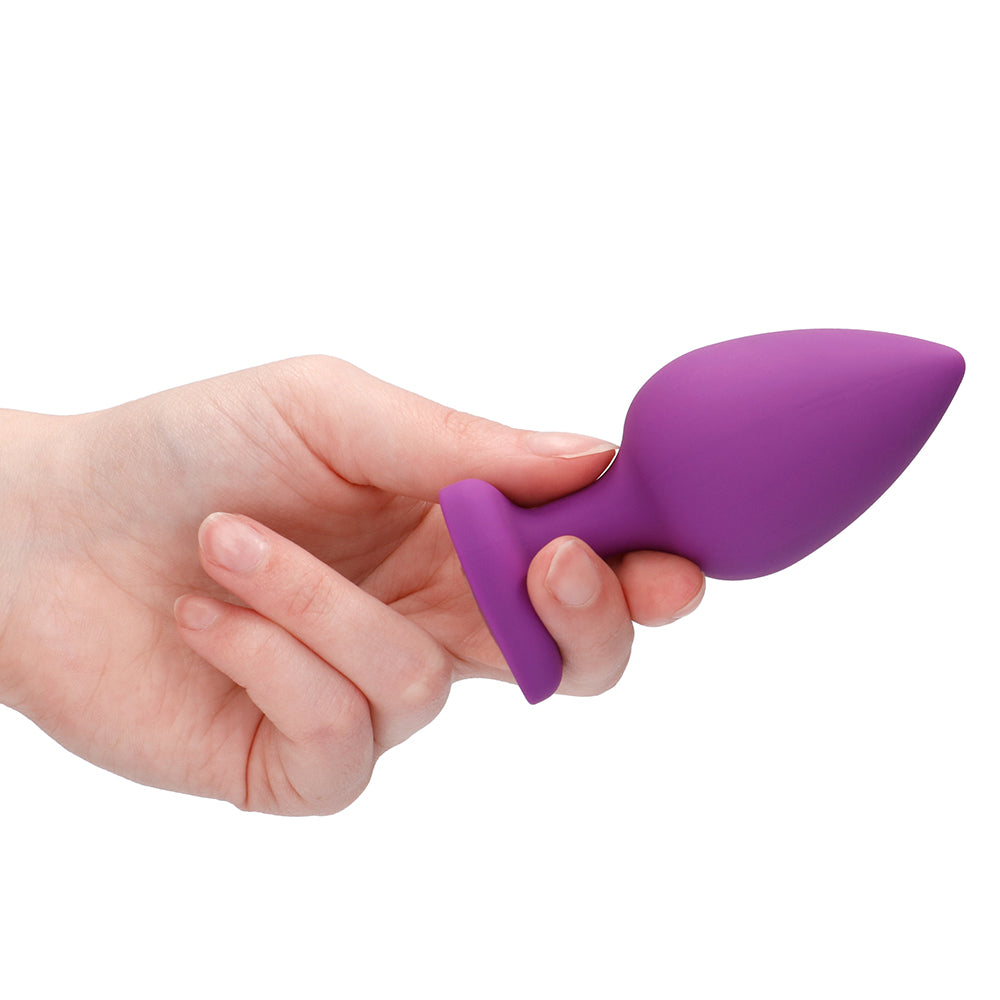 Ouch! Flexible Silicone Diamond Heart Butt Plug Purple Extra Large
