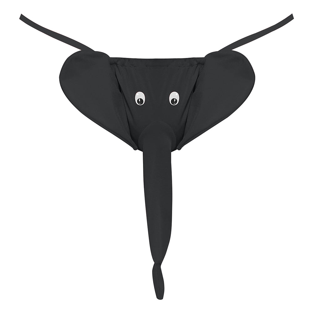 Male Power Squeaker Elephant G-String Black O/S - Fantasies Boutique