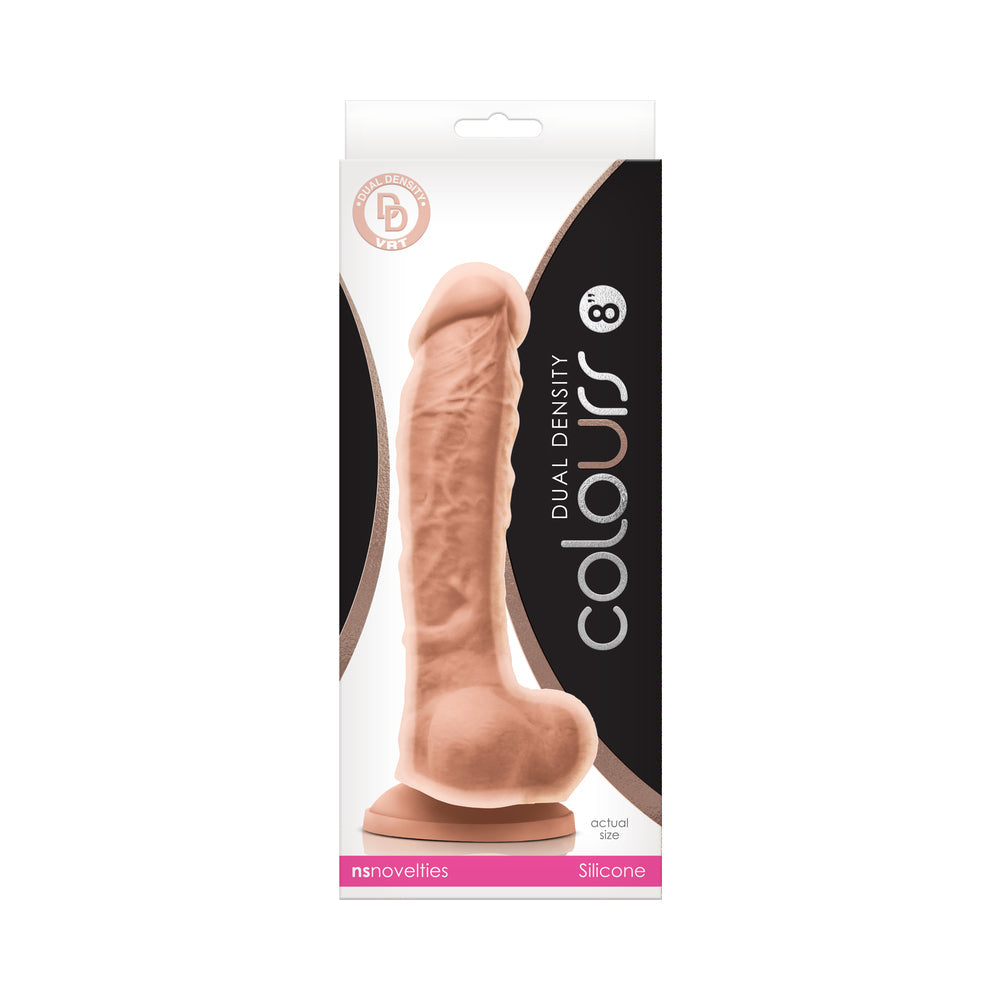 Colours Dual Density 8 in. Dildo Beige - Fantasies Boutique