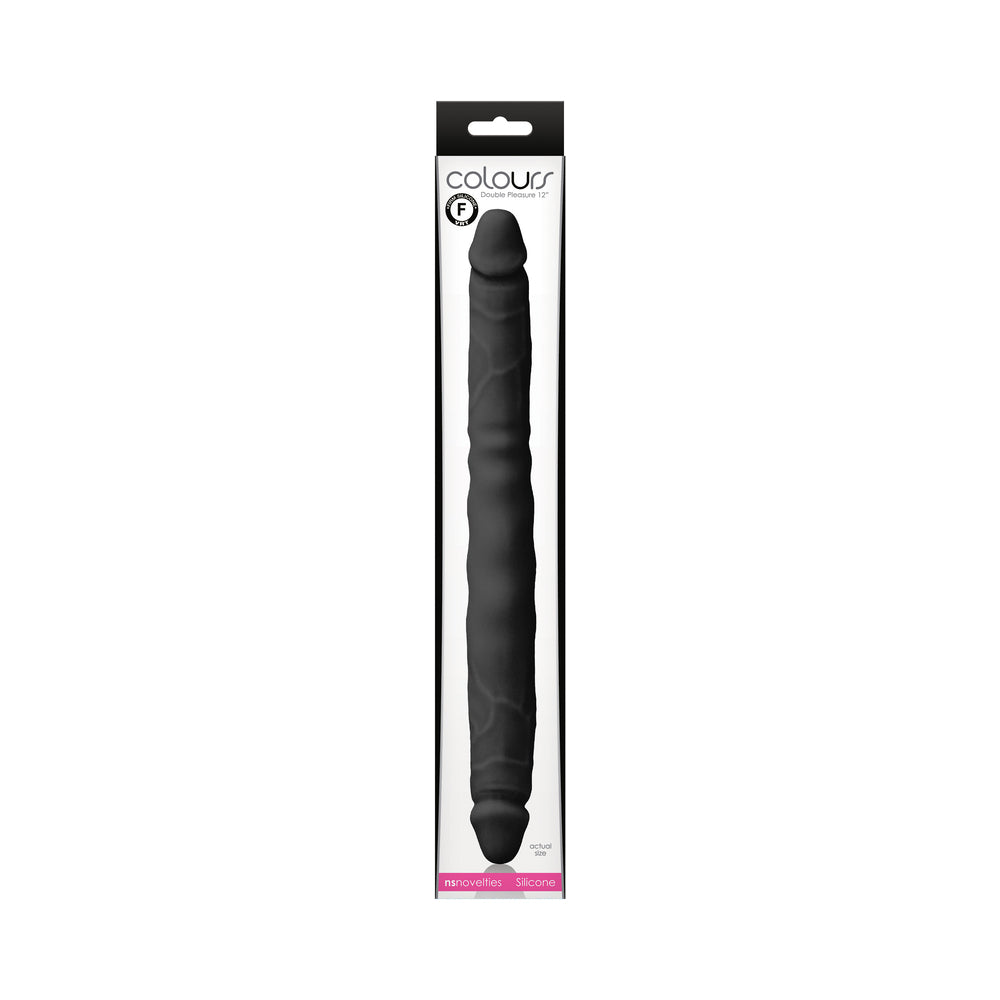 Colours Double Pleasure 12 in. Dual Ended Dildo Black - Fantasies Boutique
