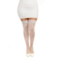 Dreamgirl Plus-Size Sheer Thigh-High Stockings with Silicone Lace Top White Queen - Fantasies Boutique