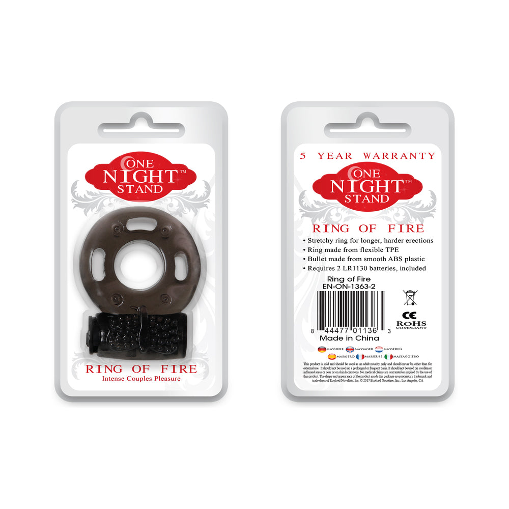 Evolved One Night Stand Ring of Fire Vibrating Cockring Smoke - Fantasies Boutique