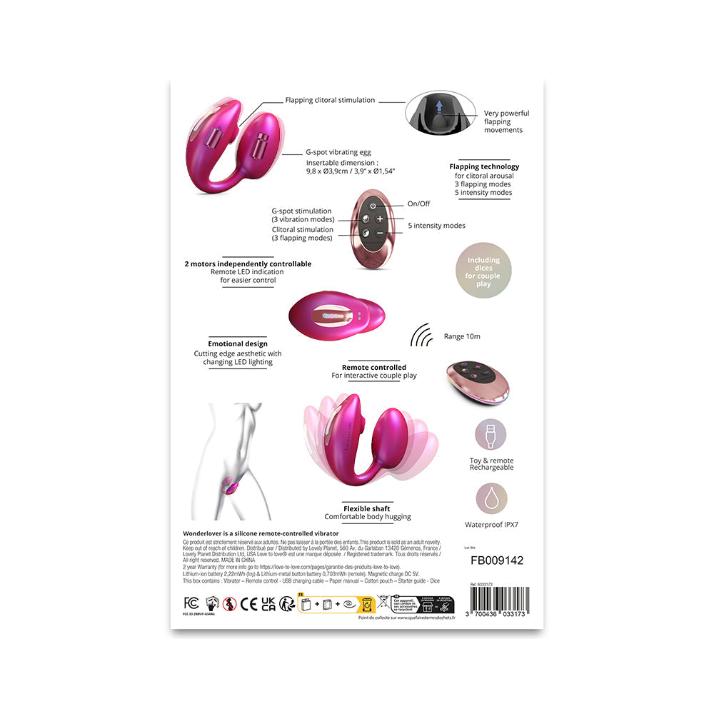 Love to Love Wonderlover with Remote Iridescent Berry - Fantasies Boutique