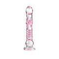 Pipedream Icicles No. 6 Textured 8.5 in. Glass Dildo Pink/Clear - Fantasies Boutique