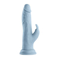 FemmeFunn Vortex Turbo Rabbit 2.0 8 in. Dual Stimulation Vibrating Dildo Light Blue - Fantasies Boutique