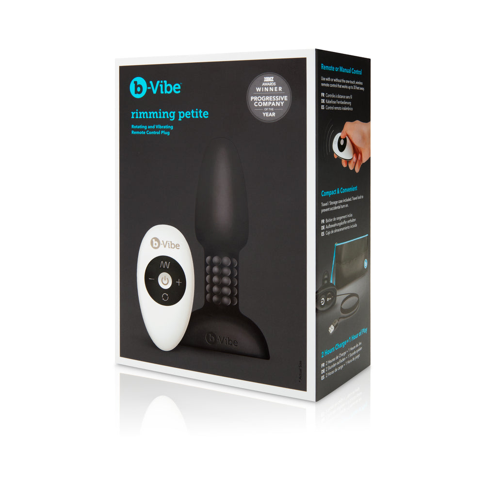 b-Vibe Rimming Petite Rotating and Vibrating Remote Control Plug Black - Fantasies Boutique