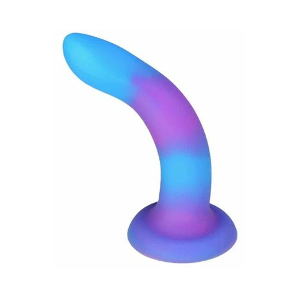 Addiction Rave Bendable 8 in. Silicone Dildo Glow in the Dark Blue Purple - Fantasies Boutique