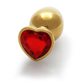 Shots Ouch! Heart Gem Butt Plug Medium Gold/Ruby Red - Fantasies Boutique