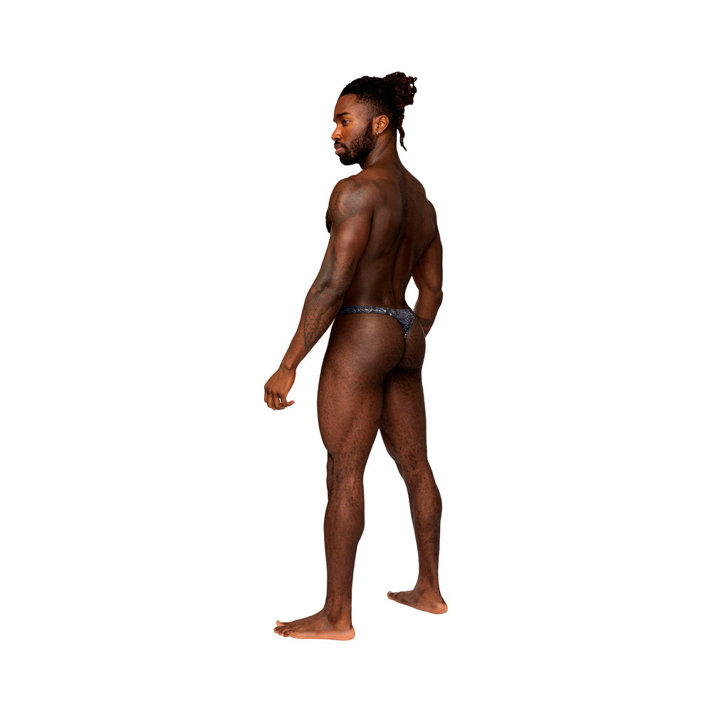 Male Power S'naked Criss Cross Thong Black/Blue L/XL - Fantasies Boutique