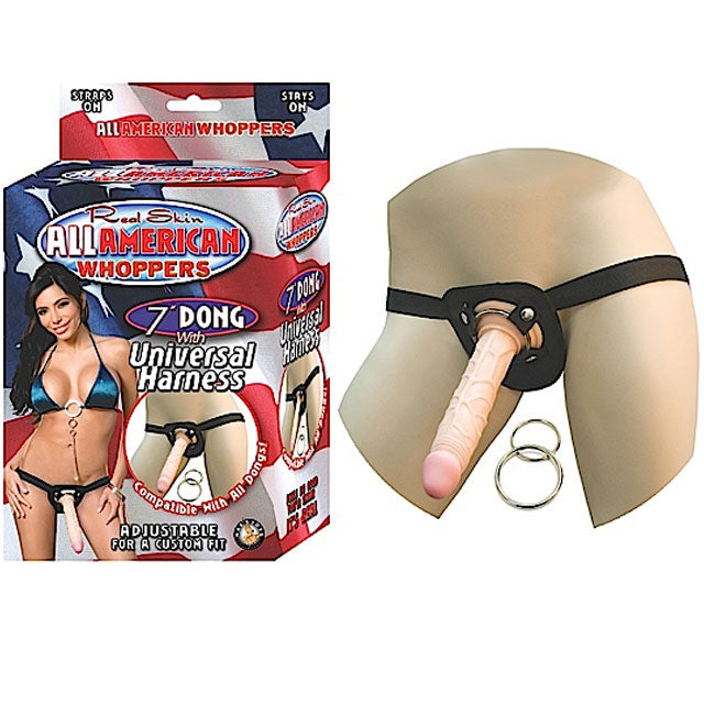 All American Whoppers 7in. Dong With Universal Harness - Fantasies Boutique