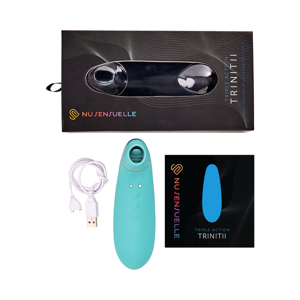 Nu Sensuelle Trinitii 3-in-1 Suction Tongue Vibe Electric Blue - Fantasies Boutique