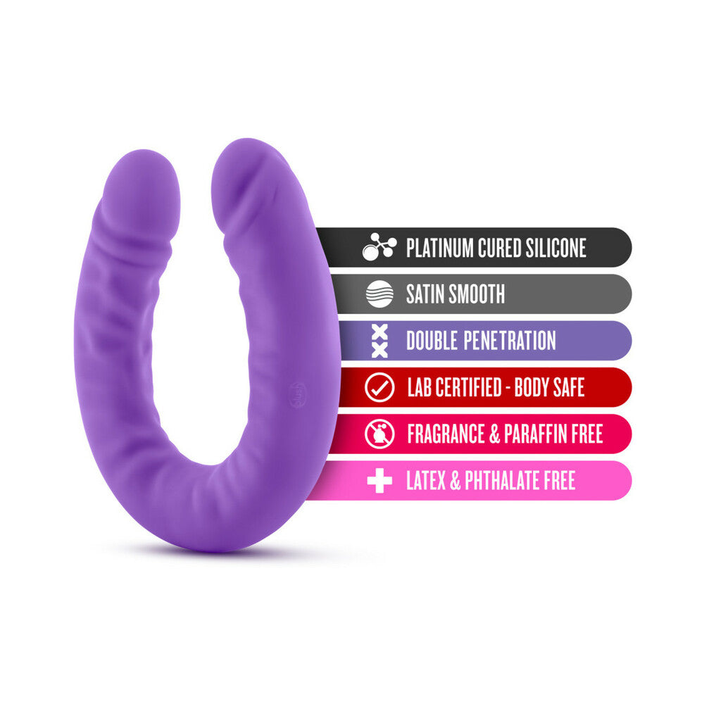Blush Ruse Realistic 18 in. Silicone Slim Double Dong Dual Ended Dildo Purple - Fantasies Boutique