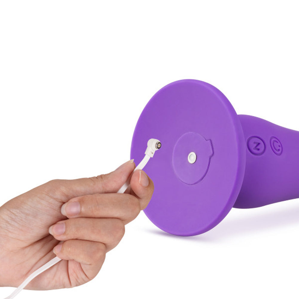 Impressions Ibiza Rechargeable Silicone 7.75 in. Vibrating Dildo with Suction Cup Plum - Fantasies Boutique